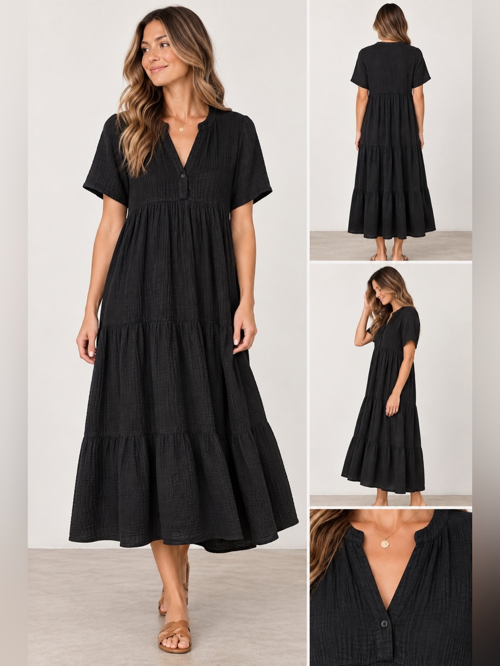 Anthropologie Tiered Gauze Midi Dress